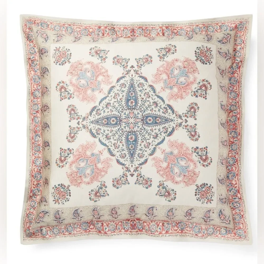 RALPH LAUREN ISLESBORO FERNHILL PAISLEY FLORAL 100% COTTON EUROPEAN SHAM CASES